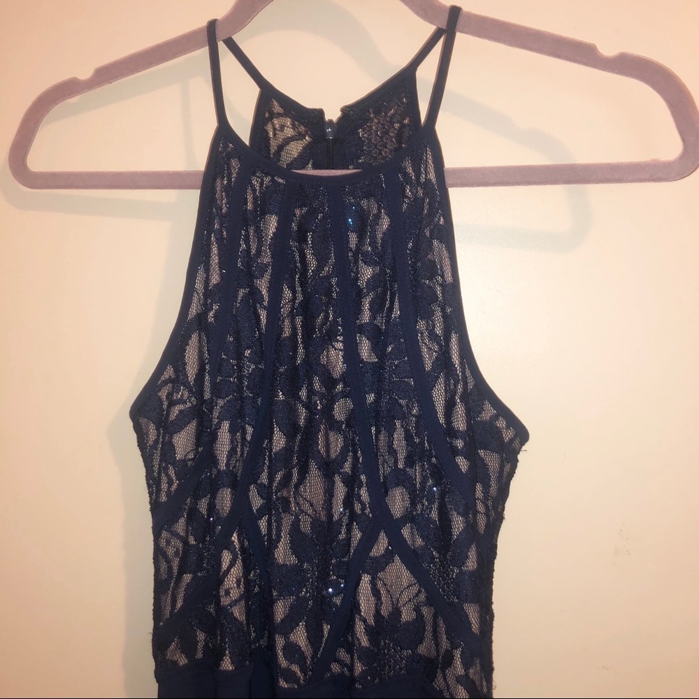 Dark Navy Blue Elegant Long Dress with a Slit